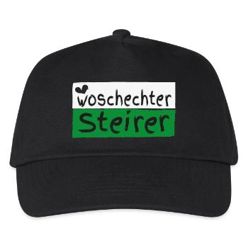 Woschechter Steirer, Steiermark, Mundart, Dialekt - Kinder Basecap - Schwarz - Vorne