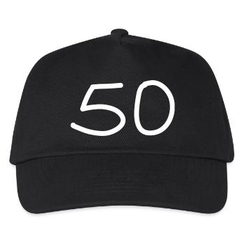 50.Geburtstag fünfzig Zahl weiß - Kinder Basecap - Schwarz - Vorne