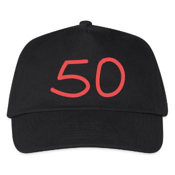 50.Geburtstag fünfzig pinke Zahl rosa - Kinder Basecap - Schwarz - Vorne