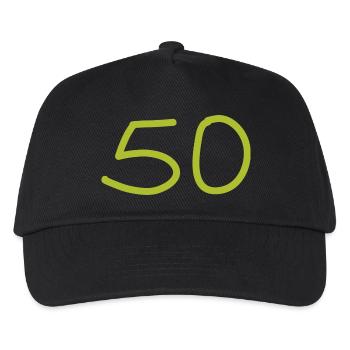 50.Geburtstag fünfzig Zahl grün - Kinder Basecap - Schwarz - Vorne