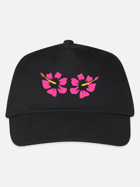 Blume rosa pinke Blume Blumen pink rosa Hibiskus - Kinder Basecap - Schwarz