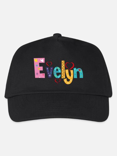 Personalisierter Evelyn-Name - Kinder Basecap - Schwarz