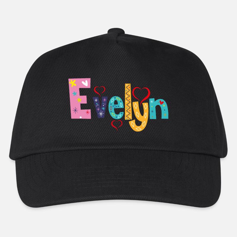 Personalisierter Evelyn-Name - Kinder Basecap - Schwarz