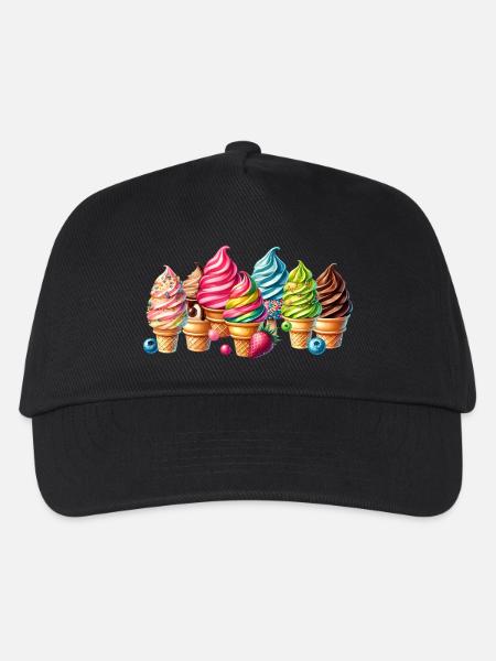 Einen süßen Touch mit diesen bunten Eis-Motiven - Kinder Basecap - Schwarz