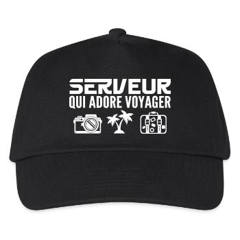 Voyageurs & Serveurs : Passion & Découverte - Casquette de baseball Enfant - noir - Devant