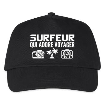 Voyageurs & Surfeurs : Passion & Découverte - Casquette de baseball Enfant - noir - Devant