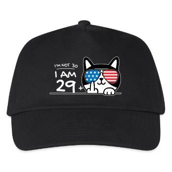I'm Not 30, I Am 29 Plus 1 Middle Finger Cat Flip - Kids’ Baseball Cap - black - Front