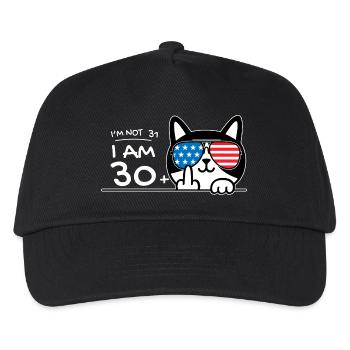 I'm Not 31, I Am 30 Plus 1 Middle Finger Cat Flip - Kids’ Baseball Cap - black - Front