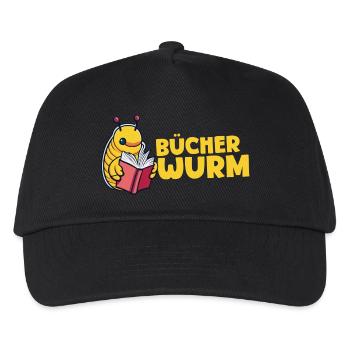 Bücherwurm - Kinder Basecap - Schwarz - Vorne