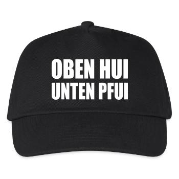 oben hui, unten pfui - Kinder Basecap - Schwarz - Vorne