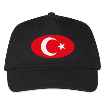Türkiye Türkische Ovale Flagge - Kinder Basecap - Schwarz - Vorne