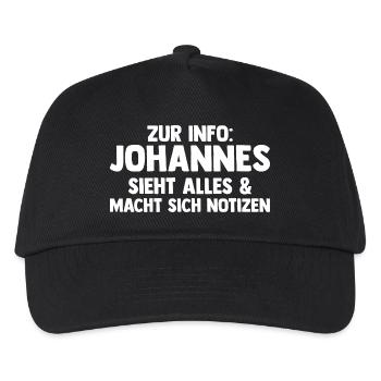 Johannes - Kinder Basecap - Schwarz - Vorne