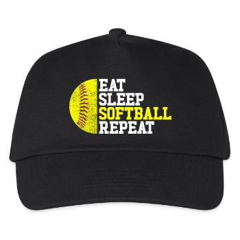 Eat Sleep Softball Repeat Fast Pitch - Kids’ Baseball Cap - black - Front
