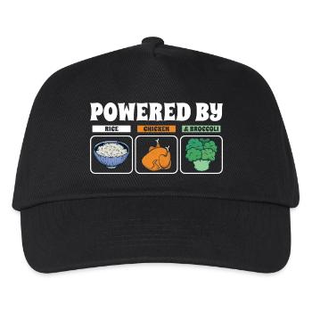 Powered By Rice Chicken Broccoli - Kids’ Baseball Cap - black - Front