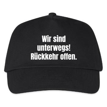 Wir sind unterwegs Rückkehr offen - Kinder Basecap - Schwarz - Vorne