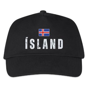 Isländische Flagge, isländischer Patriot - Kinder Basecap - Schwarz - Vorne