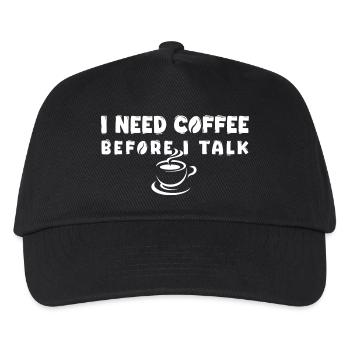 I Need Coffee Before I Talk Funny Coffee Lover Gif - Kids’ Baseball Cap - black - Front