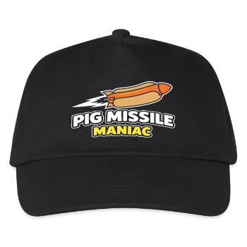 Pig Missile Maniac – lustiges Hotdog-Raketendesign - Kinder Basecap - Schwarz - Vorne