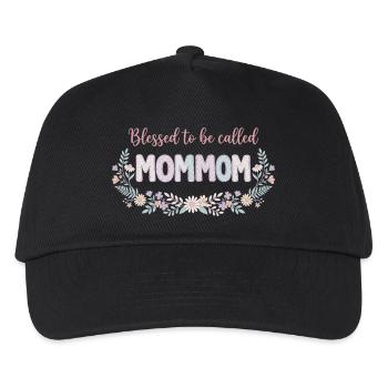 Mommom, Granny Flowers, Cute Grandma Gift - Kids’ Baseball Cap - black - Front