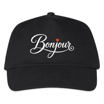 Bonjour with Love Heart in French France - Kinder Basecap - Schwarz - Vorne