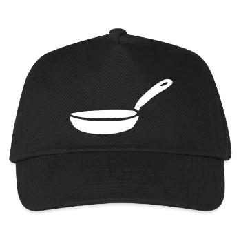 Pfanne Topf kochen Symbol weiß Geschenk Koch  - Kinder Basecap - Schwarz - Vorne