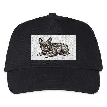 Ornate Bulldog Tattoo Muster - Kinder Basecap - Schwarz - Vorne