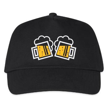 2 Bayrische Bierkrüge Prosten (Bier / NEG 2C) - Kinder Basecap - Schwarz - Vorne