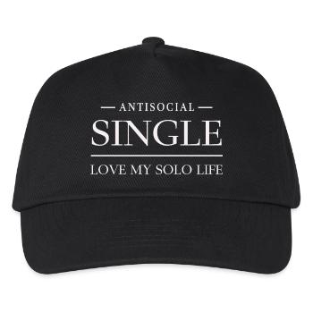 Antisocial Single – Love My Solo Life Spruch - Kinder Basecap - Schwarz - Vorne