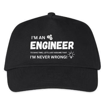 Ich bin Ingenieur, um Zeit zu sparen. Nehmen wir einfach an. - Kinder Basecap - Schwarz - Vorne