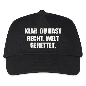 KLAR, DU HAST RECHT. WELT GERETTET. - Kinder Basecap - Schwarz - Vorne