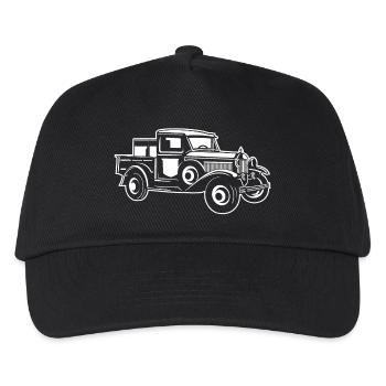 Pickup Oldtimer Truck 01_weiß - Kinder Basecap - Schwarz - Vorne