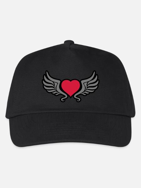 tribal_heart_wings_kontur_3c - Kids’ Baseball Cap - black