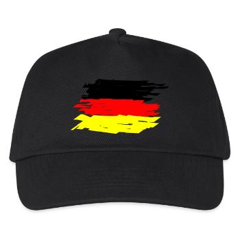 Deutschland Fahne, gewischt, Shirt, kaufen, Sport - Kinder Basecap - Schwarz - Vorne