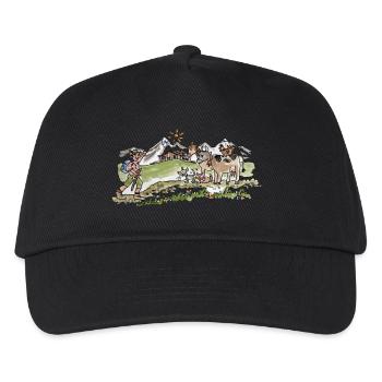 lustige Almwanderung mit Tieren - Kinder Basecap - Schwarz - Vorne