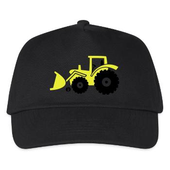 Traktor Frontlader Bulldog Radlader mit Schaufel - Kinder Basecap - Schwarz - Vorne