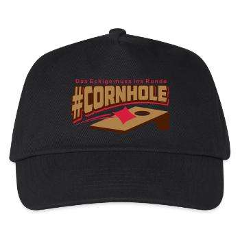 Cornhole - das Eckige muss ins Runde - Kinder Basecap - Schwarz - Vorne