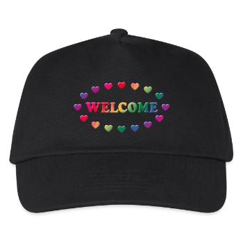 Welcome (Herzlich Willkommen) - Kinder Basecap - Schwarz - Vorne