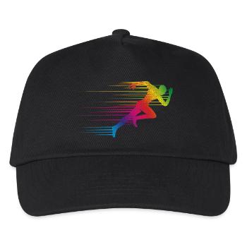 dynamic motif of a runner sprinting - Kids’ Baseball Cap - black - Front