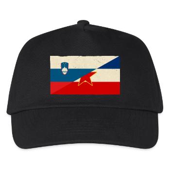 Slowenien und Jugoslawien Vintage Flagge - Kinder Basecap - Schwarz - Vorne