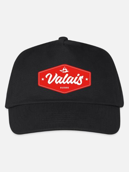 Valais Suisse Badge - Kinder Basecap - Schwarz