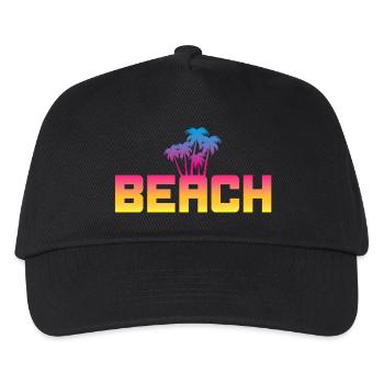 Beach Palmen Strand Sommer Urlaub Abenteuer Fun - Kinder Basecap - Schwarz - Vorne