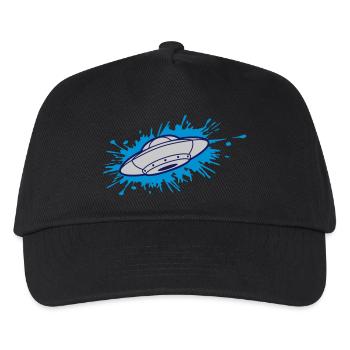 Farbklecks UFO fliegende Untertasse - Kinder Basecap - Schwarz - Vorne