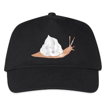 Schnecke mit Sahnehaube als Schneckenhaus - Kinder Basecap - Schwarz - Vorne