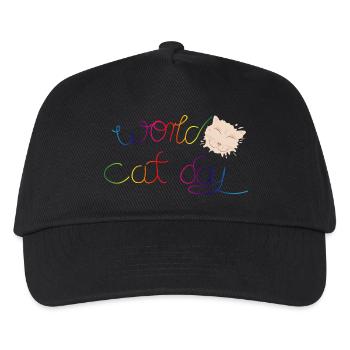 Katzen Typo für alle Katzenfreunde zum Katzentag - Kinder Basecap - Schwarz - Vorne