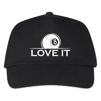 8 ball love it Billard Team Verein Gruppe Grafik - Kinder Basecap - Schwarz - Vorne
