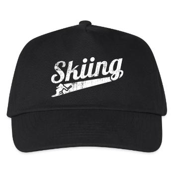 Skirennfahrer - Kinder Basecap - Schwarz - Vorne
