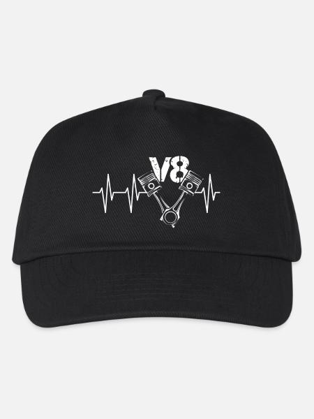 v8 Motor Symbol Herzschlag Puls Kolben Racing icon - Kinder Basecap - Schwarz