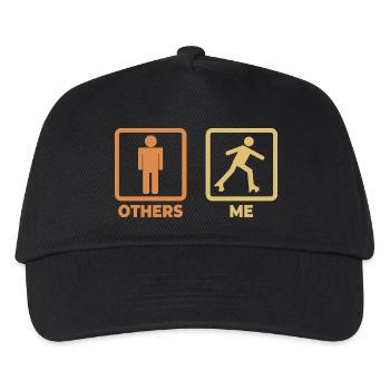Rollschuhläufer Strichmännchen - Kinder Basecap - Schwarz - Vorne