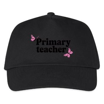 Grundschullehrer Retro gewellte Schmetterlinge - Kinder Basecap - Schwarz - Vorne