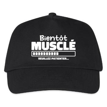 Bald muskulös - bitte warten - Kinder Basecap - Schwarz - Vorne